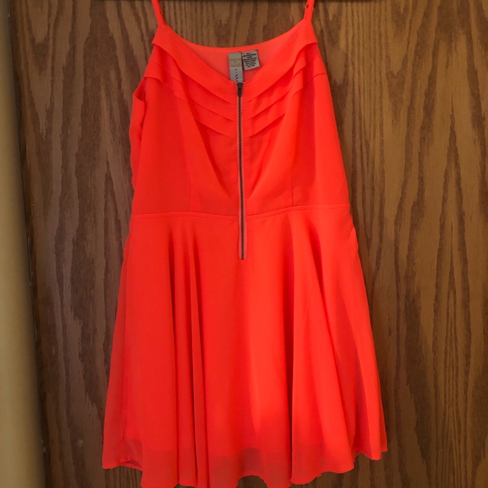 Orange, front zip up dress